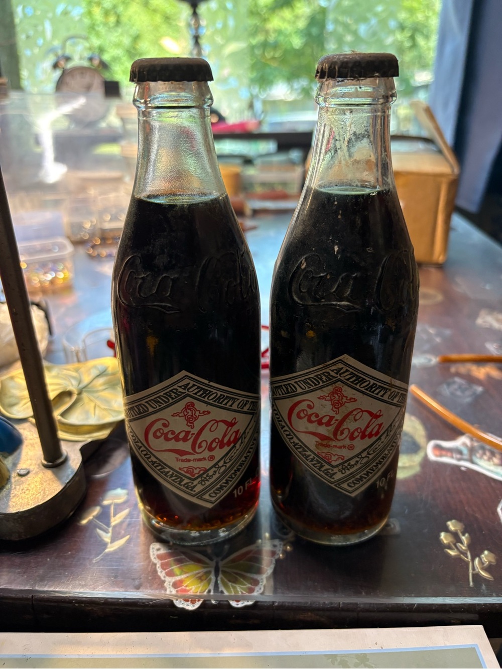 Coca Cola Vintage Glass Bottles with Red and Black Label